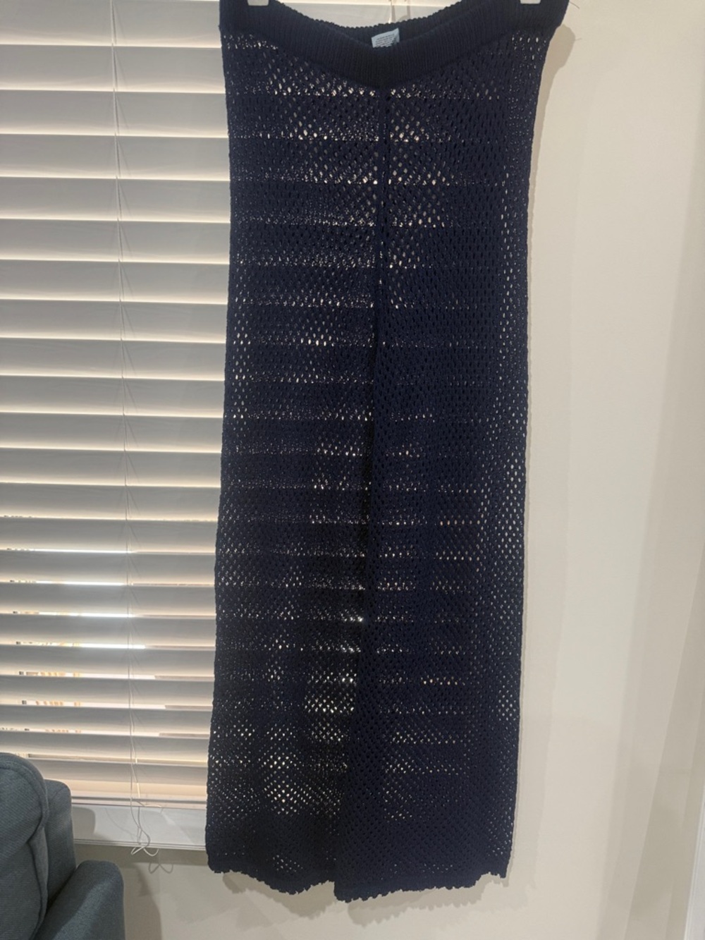 Navy Crochet Maxi Cover-Up Skirt - Women's Beach Knit